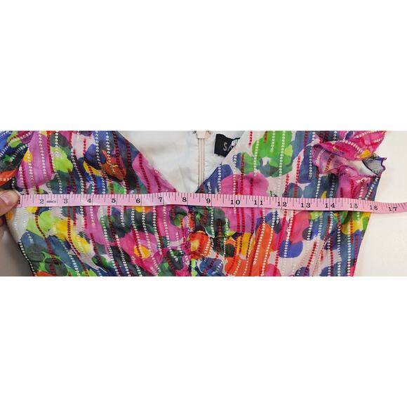 Saloni catia silk blend floral colorful asymmetric hem ruffle summer dress 2 US - Picture 10 of 10